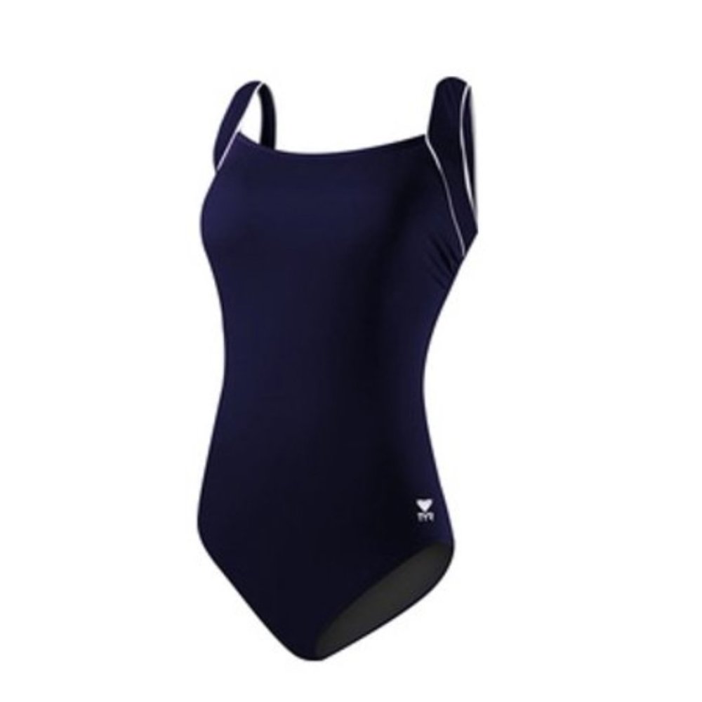 TYR Solids Square Neck Control-fit Women's Swimsuit, Size 16, Navy